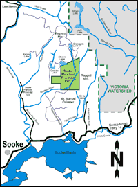 Map of Sooke Mountain Park - CLICK TO ENLARGE